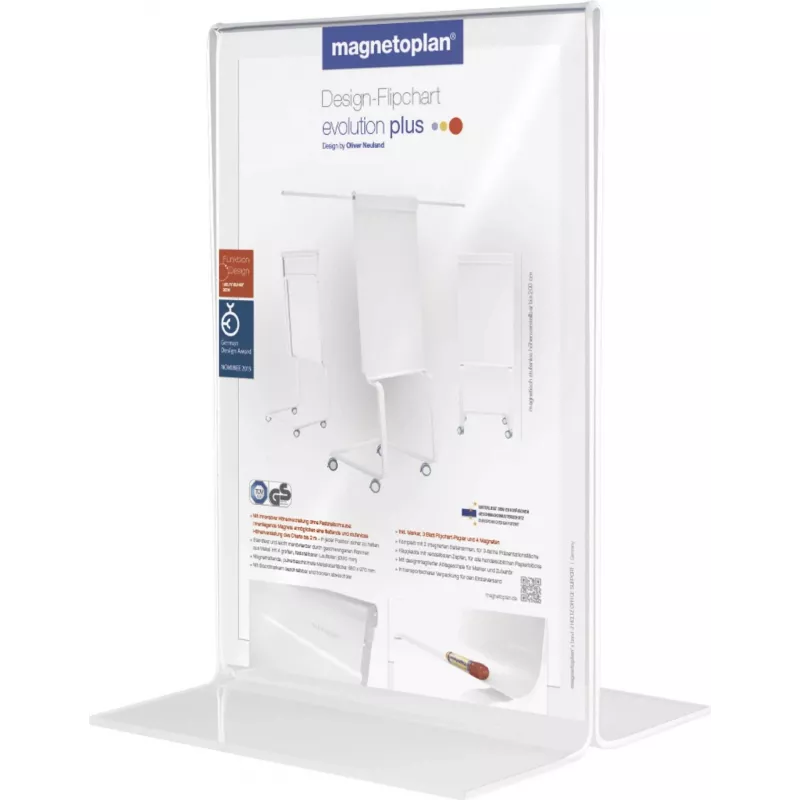 Suporte de mesa em acrílico MAGNETOPLAN HOLTZ DIN A3 vertical cristalino frente e verso 297 x 420 mm (43115)