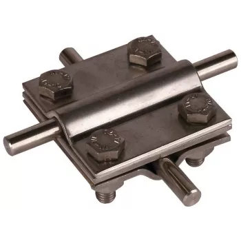 DEHN 319209 Conector em cruz com placa intermédia, aço inoxidável V4A