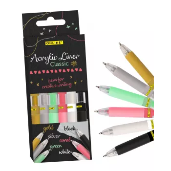 ONLINE® Classic conjunto de marcadores acrílicos 1,0 mm, 6 cores diferentes (18631/6)