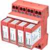 DEHN DEHNguard MP TT 275 FM para-raios Type 2, 4 polos, 275 V AC, montagem em calha DIN, com contacto de sinalização remota 942315