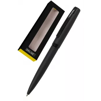 ONLINE SCHREIBGERÄTE Eleganza esferográfica, corpo preto, tinta azul, mecanismo rotativo, metal, verniz brilhante 34752