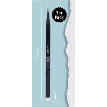 ONLINE magiXX recarga de caneta de gel preta 0,7 mm, pack de 3 40161/3