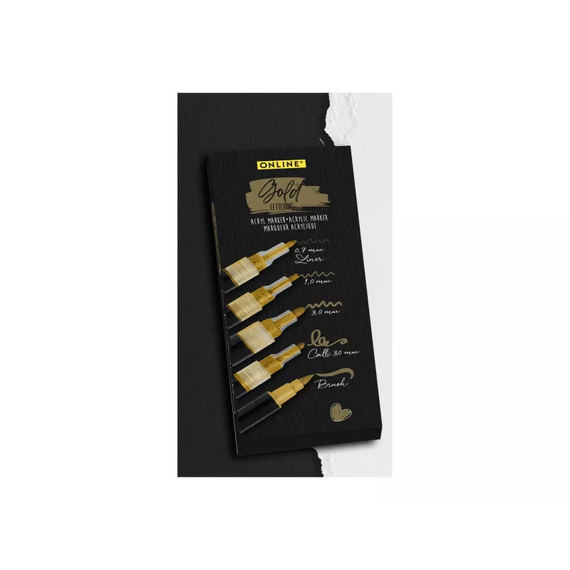 Conjunto de marcadores acrílicos ONLINE SCHREIBGERÄTE Gold Lettering dourado 5 unid. (18517)