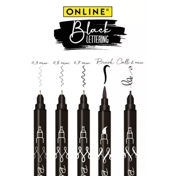 ONLINE Black Lettering Conjunto de canetas acrílicas, preto, 5 unid. 19114