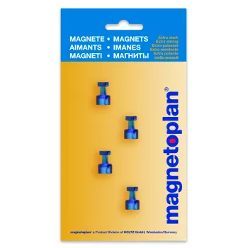 Suporte de notas magnético Magnetoplan, azul, 4 unid., suporta até 9 folhas DIN A4 1666114