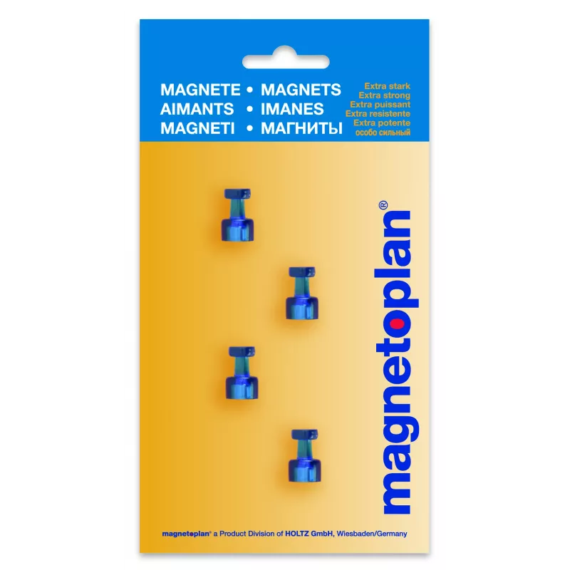 Suporte de notas magnético Magnetoplan, azul, 4 unid., suporta até 9 folhas DIN A4 1666114