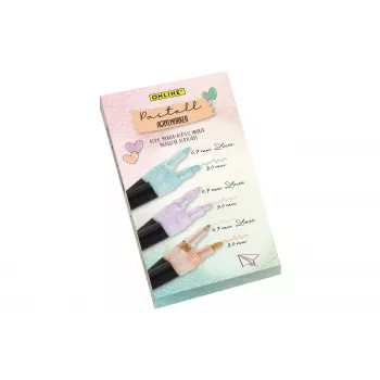 Conjunto de marcadores acrílicos de rotulagem pastel ONLINE, 6 cores pastel diferentes, pontas 0,7 mm + 3,0 mm 18519