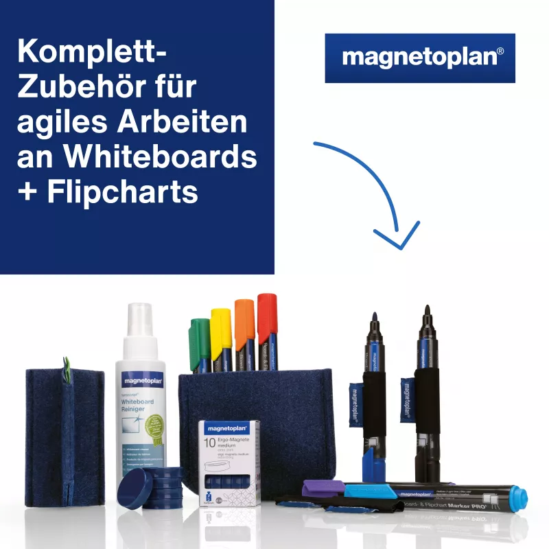 MAGNETOPLAN HOLTZ Whiteboard Essentials Kit azul - apagador e suporte magnético (1230914)