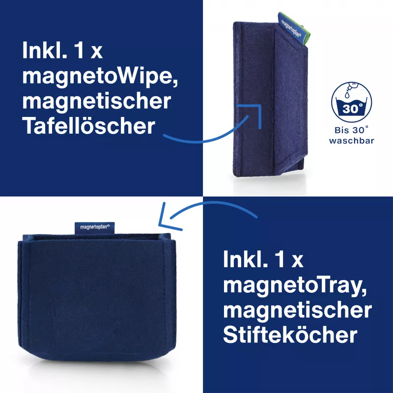 MAGNETOPLAN HOLTZ Whiteboard Essentials Kit azul - apagador e suporte magnético (1230914)