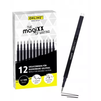 ONLINE magiXX recarga de caneta de gel preta 0,7 mm 12 unidades (40168)