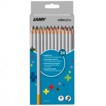 LAMY colorplus lápis de cor, 24 cores diferentes, forma triangular ergonómica, superfície mate, mina resistente à quebra, estojo de cartão 1233469