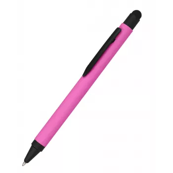 ONLINE SCHREIBGERÄTE ALU stylus caneta de esferográfica rosa com tinta azul, corpo de alumínio, stylus capacitivo, mecanismo de pressão, recarregável, 1 unid. (32117/3D)