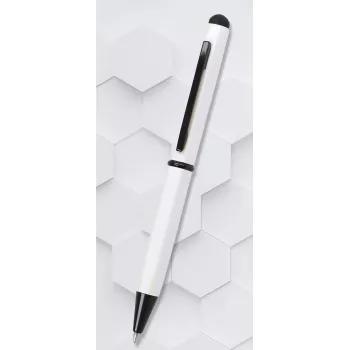 ONLINE SCHREIBGERÄTE Hexagon Stylus Esferográfica, caixa branca, tinta azul, stylus capacitivo, mecanismo rotativo, alumínio, 1 unid. (21031/3D)