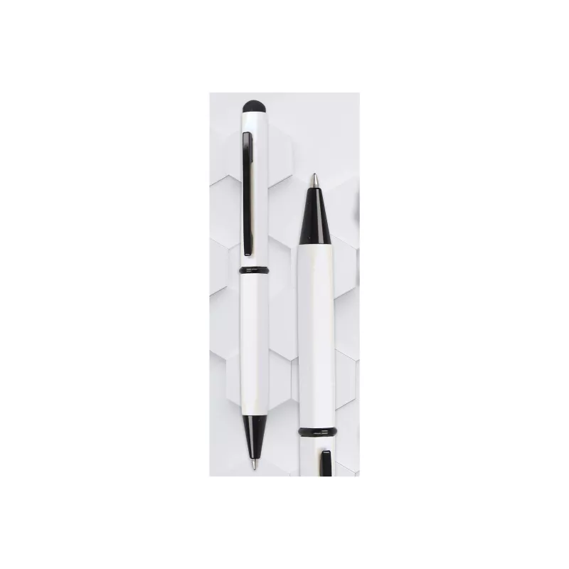 ONLINE SCHREIBGERÄTE Hexagon Stylus Esferográfica, caixa branca, tinta azul, stylus capacitivo, mecanismo rotativo, alumínio, 1 unid. (21031/3D)