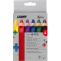 LAMY 3plus Lápis de cor, conjunto de 6, ergonómico triangular, mina extra grossa resistente à quebra, cores variadas 1222002