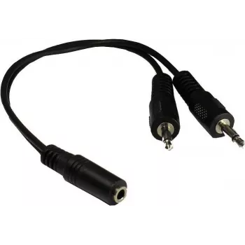 GoodConnections adaptador de áudio em Y AD-35B2S 3,5 mm fêmea estéreo para 2x RCA macho mono, 20 cm, niquelado, preto