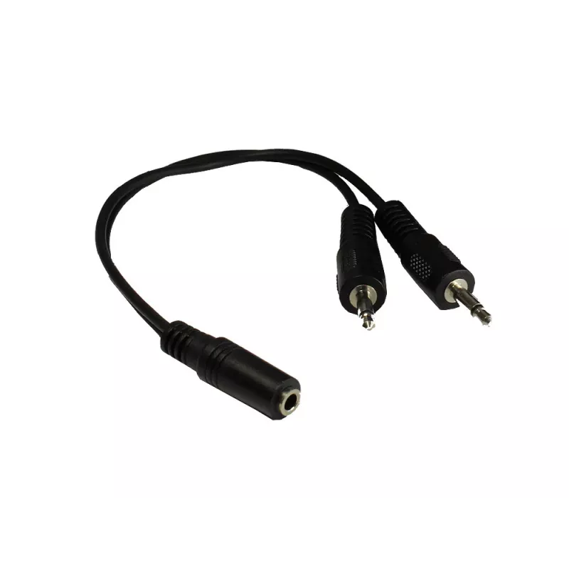 GoodConnections adaptador de áudio em Y AD-35B2S 3,5 mm fêmea estéreo para 2x RCA macho mono, 20 cm, niquelado, preto