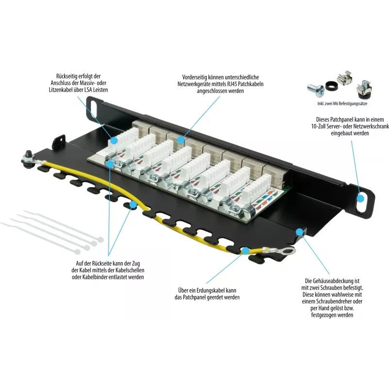GoodConnections Alcasa GC-N0130 módulo keystone RJ45 blindado Cat6a - 10GbE, 22-26 AWG, preto