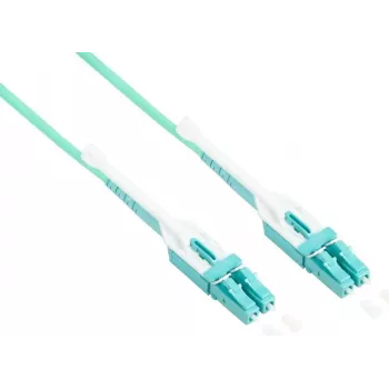 Cabo de rede de fibra ótica OM3 duplex multimodo LC/LC Uniboot LSZH aqua 15m (LW-U815LC3)