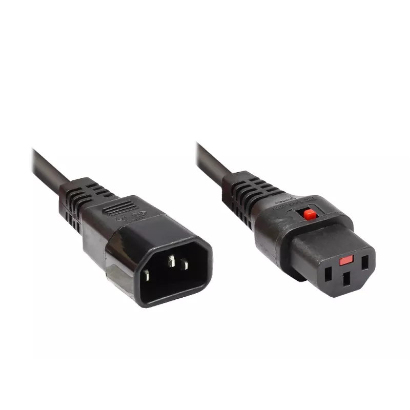 Good Connections Alcasa 1600-IEC10 cabo de alimentação C14 para C13, macho/fêmea, reto, 1 m, preto