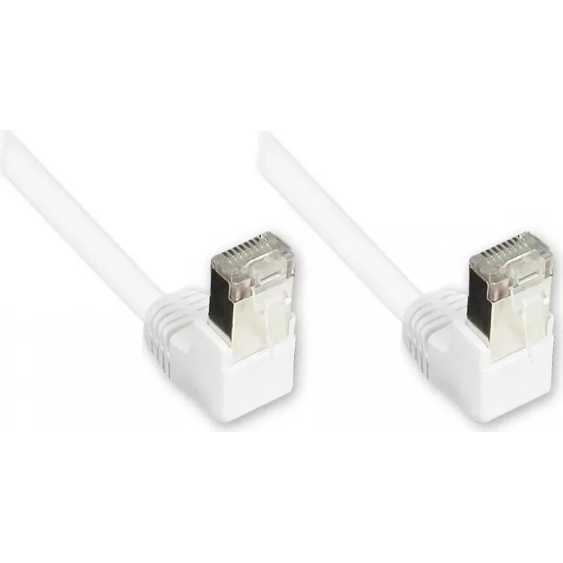 Cabo de rede GoodConnections Cat. 5e F/UTP, branco, RJ45 angular 90° para baixo, 1m 805W-010WI