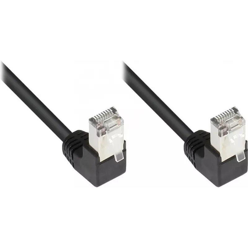 Cabo de rede Good Connections Cat 5e F/UTP, 3m, preto, fichas RJ45 angulares 90° para baixo 805S-030WI