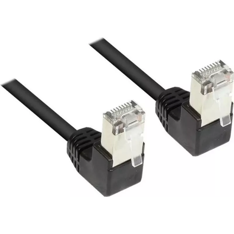 Cabo de rede Good Connections Cat 5e F/UTP, 3m, preto, fichas RJ45 angulares 90° para baixo 805S-030WI