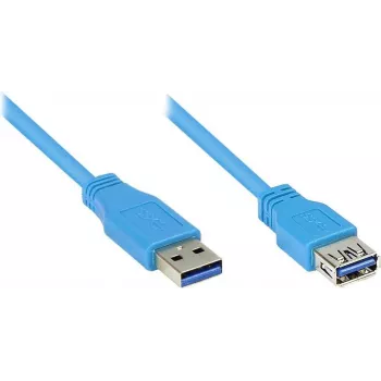 Cabo de extensão USB 3.0 GoodConnections ficha A macho para conector fêmea A, azul, 1 m (2711-B01)