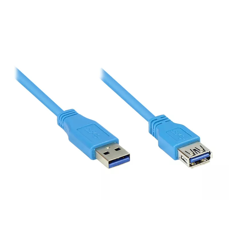 Cabo de extensão USB 3.0 GoodConnections ficha A macho para conector fêmea A, azul, 1 m (2711-B01)