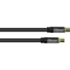 Cabo de antena GoodConnections SmartFLEX, ficha coaxial IEC macho para conector fêmea, dourado, blindagem quádrupla, 120 dB, preto, 7,5 m (GC-M2056)