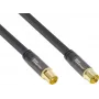 Cabo de antena GoodConnections SmartFLEX, ficha coaxial IEC macho para conector fêmea, dourado, blindagem quádrupla, 120dB, preto, 10m (GC-M2057)