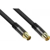 Cabo de antena GoodConnections SmartFLEX, ficha coaxial IEC macho para conector fêmea, dourado, blindagem quádrupla, 120dB, preto, 10m (GC-M2057)