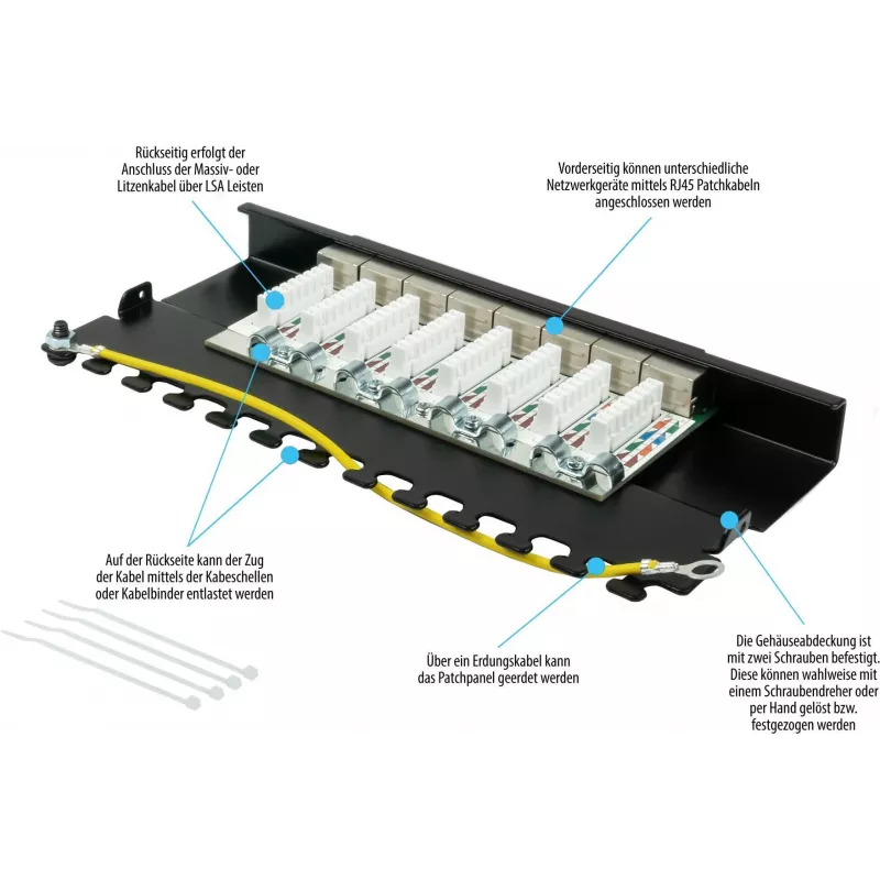 GoodConnections Alcasa GC-N0118 módulo Keystone Cat.6a blindado, sem ferramentas, RJ45, 10G, preto