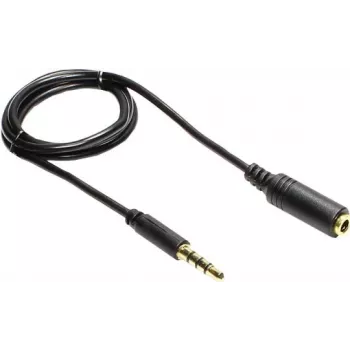 GoodConnections cabo de extensão TRRS 3,5 mm de 4 polos, ficha para conector fêmea, 2 m, preto AS-35V4B2