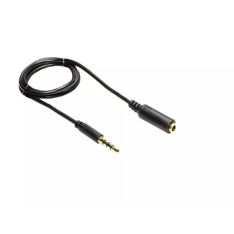 GoodConnections cabo de extensão TRRS 3,5 mm de 4 polos, ficha para conector fêmea, 2 m, preto AS-35V4B2