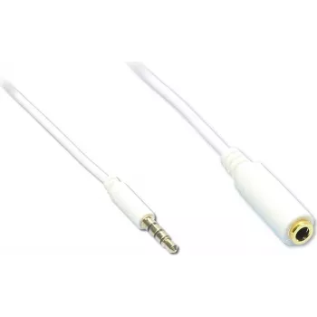 GoodConnections cabo de extensão de áudio TRRS 3,5 mm de 4 polos, ficha para conector fêmea, branco, 5 m AS-35V4W5
