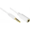 GoodConnections cabo de extensão de áudio TRRS 3,5 mm de 4 polos, ficha para conector fêmea, branco, 5 m AS-35V4W5