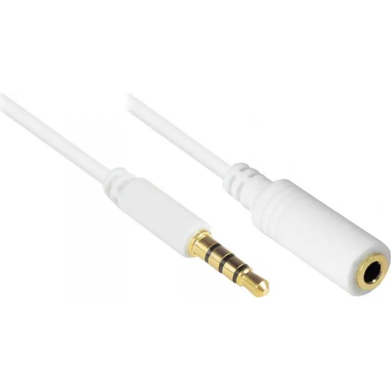 GoodConnections cabo de extensão de áudio TRRS 3,5 mm de 4 polos, ficha para conector fêmea, branco, 5 m AS-35V4W5