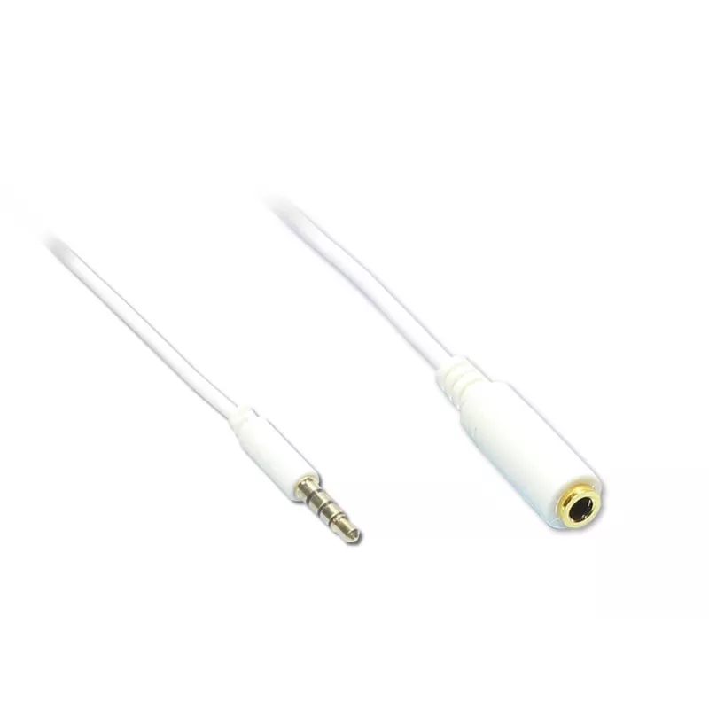 GoodConnections cabo de extensão de áudio TRRS 3,5 mm de 4 polos, ficha para conector fêmea, branco, 5 m AS-35V4W5