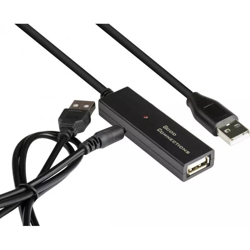 Good Connections cabo de extensão USB 2.0 ativo, ficha Type-A para conector fêmea Type-A, cobre, preto, 15 m (GC-M0133)