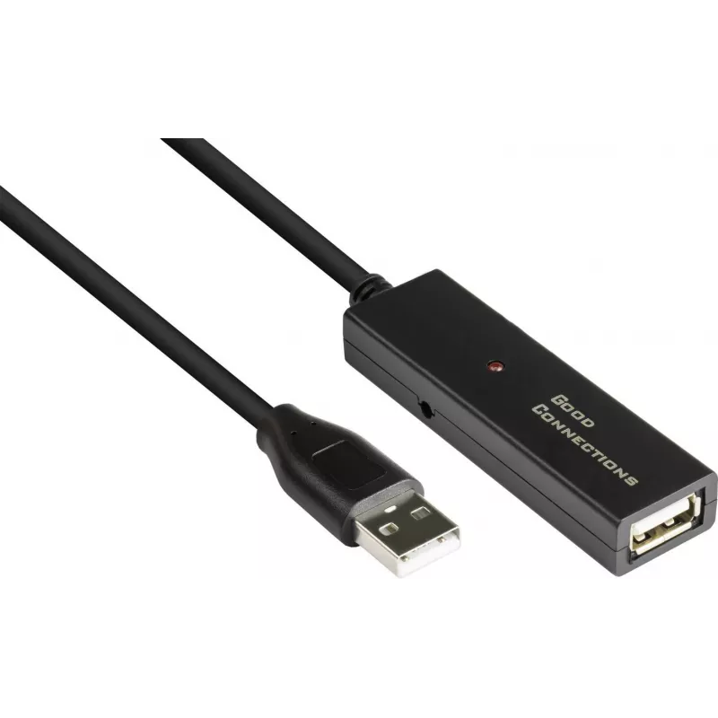 Good Connections cabo de extensão USB 2.0 ativo, ficha Type-A para conector fêmea Type-A, cobre, preto, 15 m (GC-M0133)
