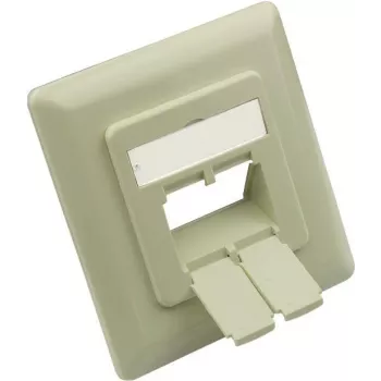 GoodConnections placa central 50x50 mm com moldura de cobertura 80x80 mm para tomadas de rede, branco pérola RAL1013 (GC-N0154)