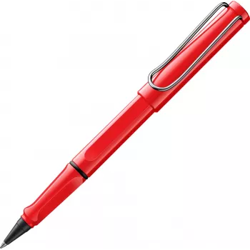 LAMY Safari caneta roller vermelho brilhante com clipe metálico e pega ergonómica, inclui cartucho de tinta T 10 1240183