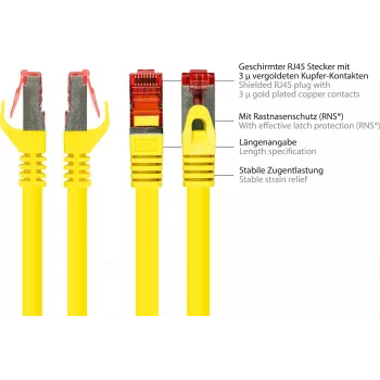 GoodConnections RNS® cabo de rede Cat. 6 S/FTP com Snagless Boot, PiMF, PVC, 250 MHz, amarelo, 25 m 8060-250Y