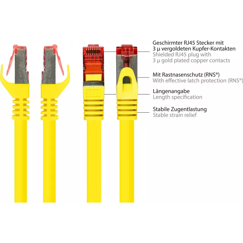 GoodConnections RNS® cabo de rede Cat. 6 S/FTP com Snagless Boot, PiMF, PVC, 250 MHz, amarelo, 25 m 8060-250Y