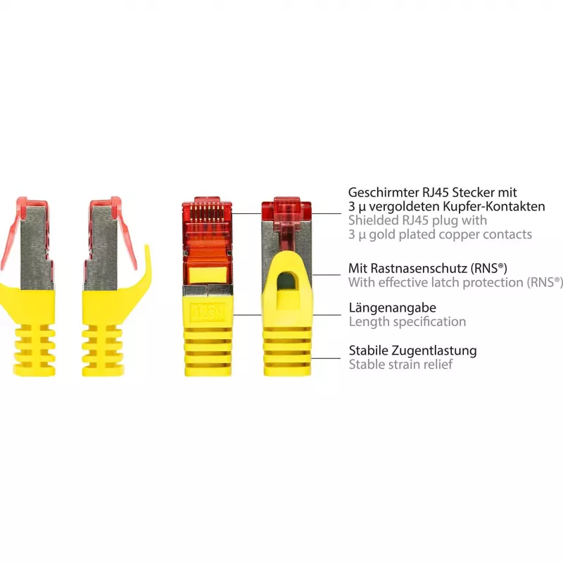 GoodConnections RNS® cabo de rede Cat. 6 S/FTP com Snagless Boot, PiMF, PVC, 250 MHz, amarelo, 25 m 8060-250Y