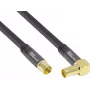 GoodConnections Cabo de antena SAT SmartFLEX 7,5 m – ficha coaxial IEC angular para conector fêmea, dourado, blindagem quádrupla, 120 dB, preto (GC-M2076)