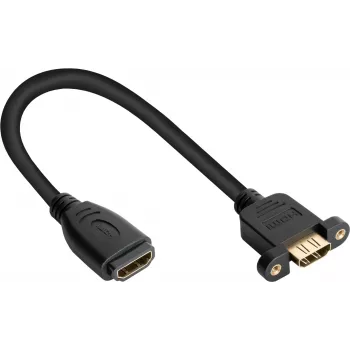 Good Connections Cabo de instalação HDMI, conector fêmea HDMI Type-A para conector fêmea de montagem em painel, 0,3 m, preto HDMI-AD23