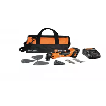 Conjunto de multiferramenta oscilante a bateria Fein AMM 500 Plus com 2x baterias 18V 4Ah, carregador rápido ALG 80, StarlockPlus, QuickIN, Anti-Vibration, em mala 71293870000