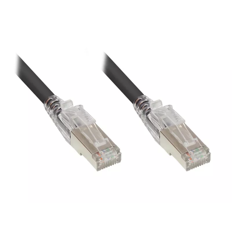 GoodConnections Cabo de rede Cat.6A S/FTP com proteção de lingueta RNS®, LSZH, 5 m, preto 8060-HV050S